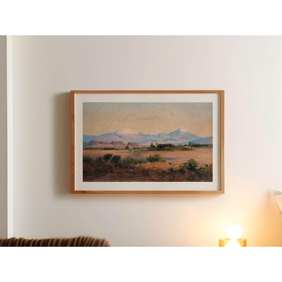 Retro Mexico Vintage Art Volcanoes of the Valley Mexico Wall Art Outdoorsy Decor Unframed Paper Print