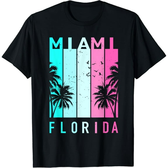 Retro Miami Florida Beach Souvenir Funny Creative Graphic T-Shirt Men Women Kids
