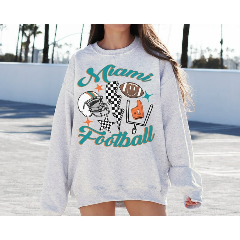 Retro Miami Football Crewneck Sweatshirt T Shirt Dolphins Sweatshirt Vintage Miami Football Sweatshirt Walmart