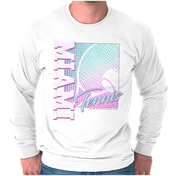 Retro Miami Tennis Club Poster Long Sleeve TShirt Men Women Brisco Brands S