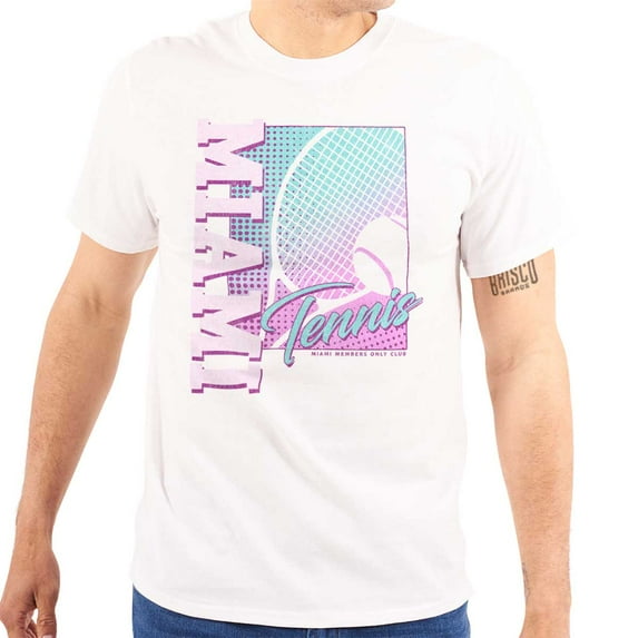 Retro Miami Tennis Club Poster Men's Graphic T Shirt Tees Brisco Brands S