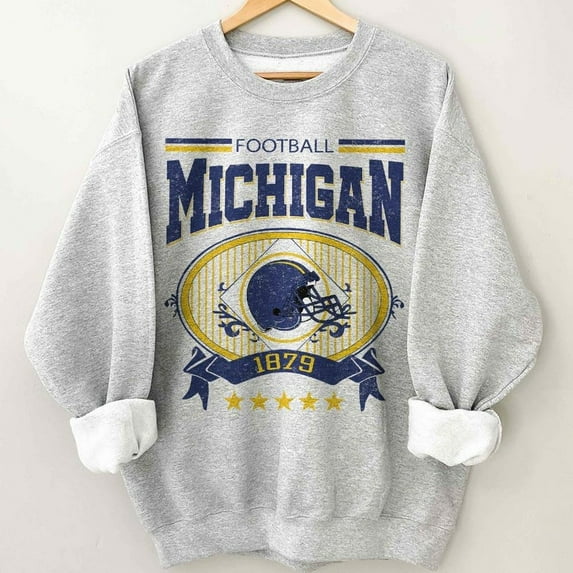 Retro Michigan Football Vintage Sweatshirt, Football Shirt, Game Day Tide Tee Gift For Fan Unisex