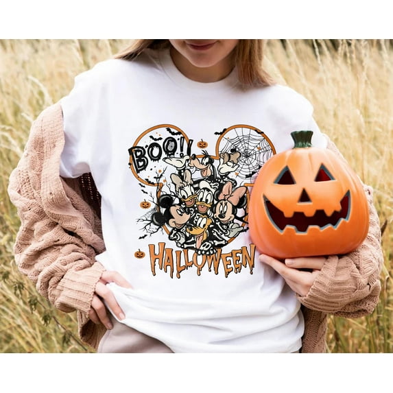 Retro Mickey And Friends Party Halloween T-Shirt, Disney 2024 Mickey Not So Scary Shirt, yyy Color, Size 3XL