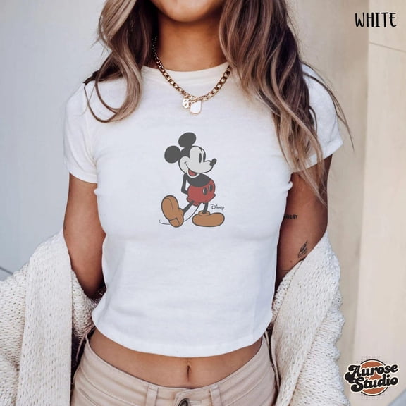 Retro Mickey Disney Baby Tee, Classic Mickey Baby Tee, Y2k 90s Style Mickey Mouse Tee All Size S-5Xl