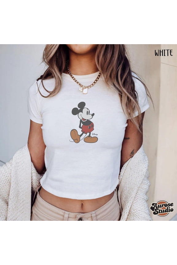 Retro Mickey Disney Baby Tee, Classic Mickey Baby Tee, Y2k 90s Style Mickey Mouse Tee All Size S-5Xl