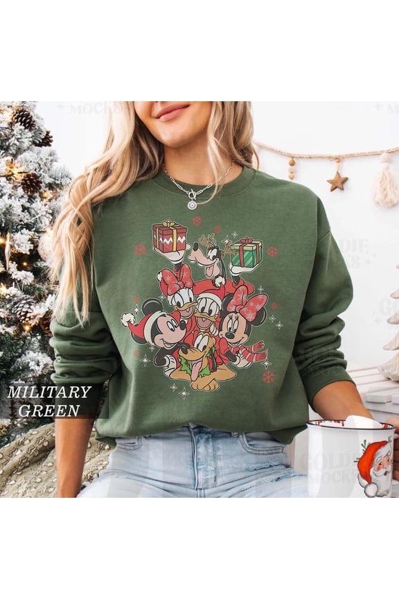 Retro Mickey & Friends Christmas Sweatshirt, Vintage Disney Family Mickey’s Very Merry Christmas Party Shirt, Disneyland Holiday 2025 Sweater