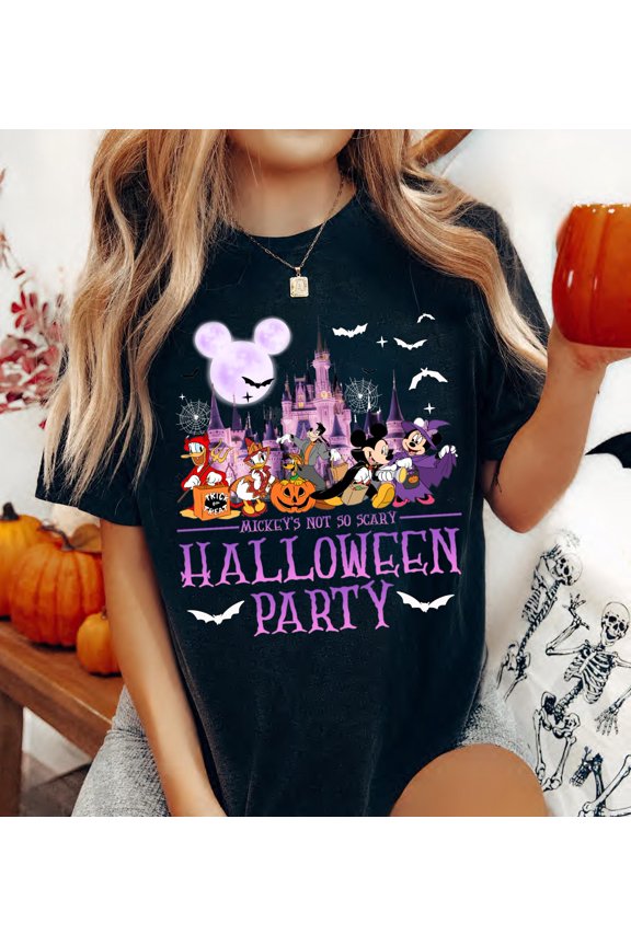 Retro Mickey & Friends Halloween Party Comfort Colors Shirt, Mickey's Not So Scary Halloween Party Tee, Halloween Party Trip 2025 Shirt