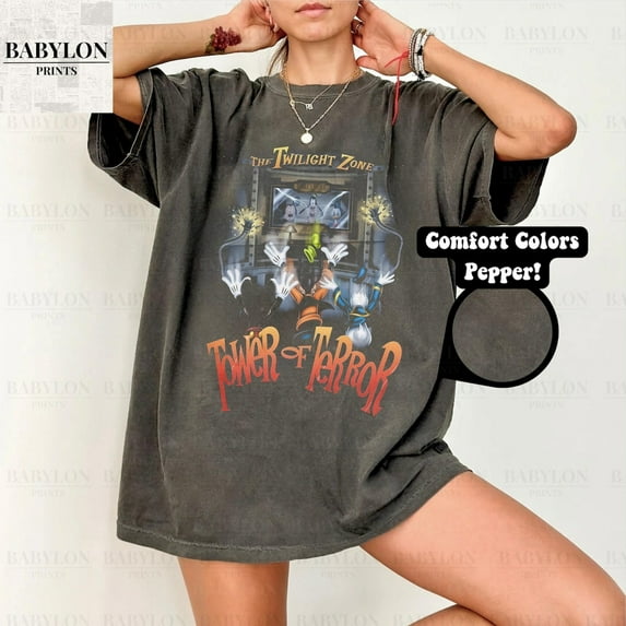 Retro Mickey And Friends Tower Of Terror Comfort Colors T-Shirt, Mickey And Friends Shirt, Disneyworld Disney, Hollywood Studios, Twilight Zone Tee,Mustard color,size S