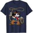 thumbnail image 1 of Retro Mickey Mouse Cowboy Western Vintage Look DTG Print Unisex T-Shirt,Navy Color,Size 2XL, 1 of 5