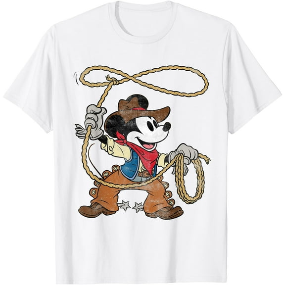 Retro Mickey Mouse Cowboy Western Vintage Look DTG Print Unisex T-Shirt