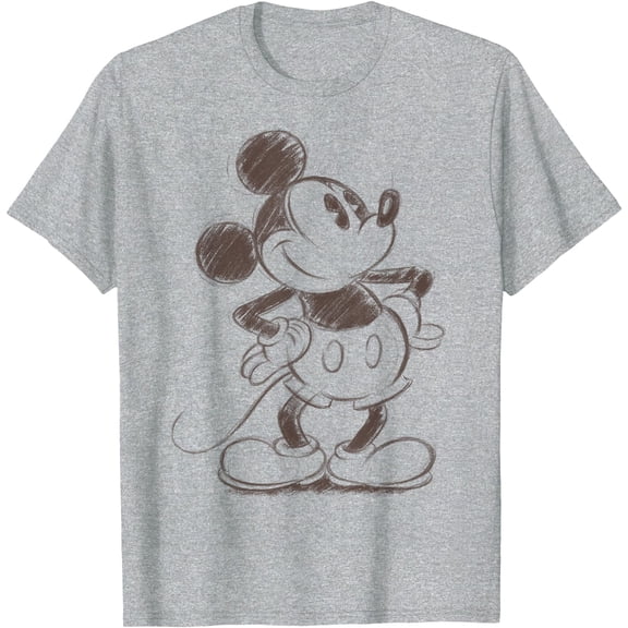 Retro Mickey Mouse Sketch Portrait DTG Print Unisex T-Shirt