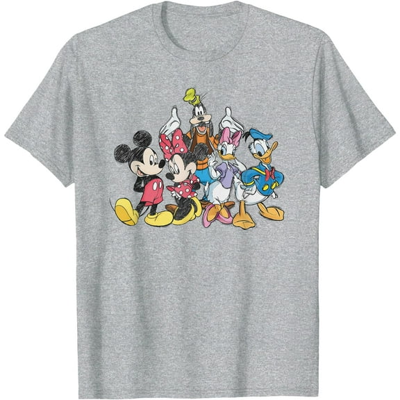 Retro Mickey Mouse and Friends DTG Print Unisex T-Shirt