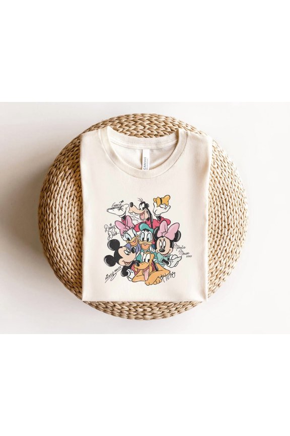 Retro Mickey and Friends Signatures Shirt, Magical Shirt, Disney Characters Tee, Disney Mouse Head Tee, Mickey & Co Gift, Disney Tee All Size S-5Xl