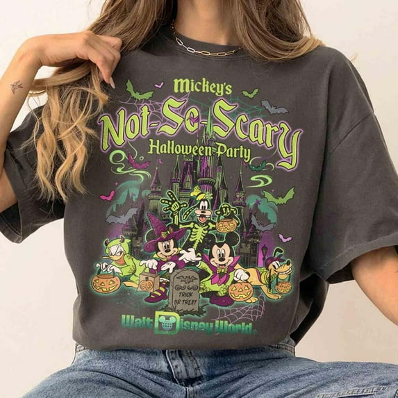 Retro Mickey's Not So Scary Halloween Party 2025 Comfort Colors Shirt, Mickey & Friends 2025 Halloween Shirt, Disney Halloween Party Shirt,Pepper Color,Size M