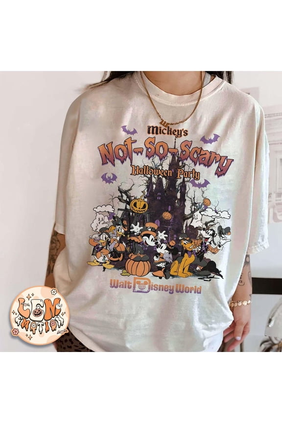 Retro Mickey's Not So Scary Halloween Party 2025 Comfort Colors T-Shirt, Mickey & Friends 2025 Halloween Shirt, Disney Halloween Party Tee,Ivory Color,Size L