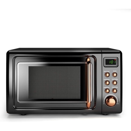 Retro Microwave Oven,Safeplus 0.7Cu.ft, Countertop 700W Microwaves with Cold Rolled Steel Plate 5 Micro Power Defrost & Auto Cooking Function LED Display Glass Turntable and Viewing Window - Lock