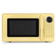 Nostalgia 0.7 cu ft Retro Microwave Oven, 700W Countertop Microwave Oven with 8 Auto Cook Programs, Yellow