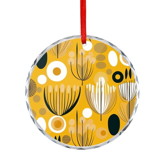 Retro Mid Century 60s 70s Pattern Mustard Yellow Christmas Ornament Retro Abstract Mid Century Hanging Ornament Xmas Tree Decorations