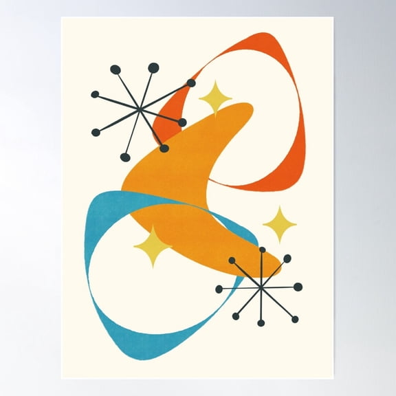 Retro Mid Century Atomic Space Age Abstract 20 Poster Wall Art, Modern Wall Decor For Living Room Bedroom, Poster Only