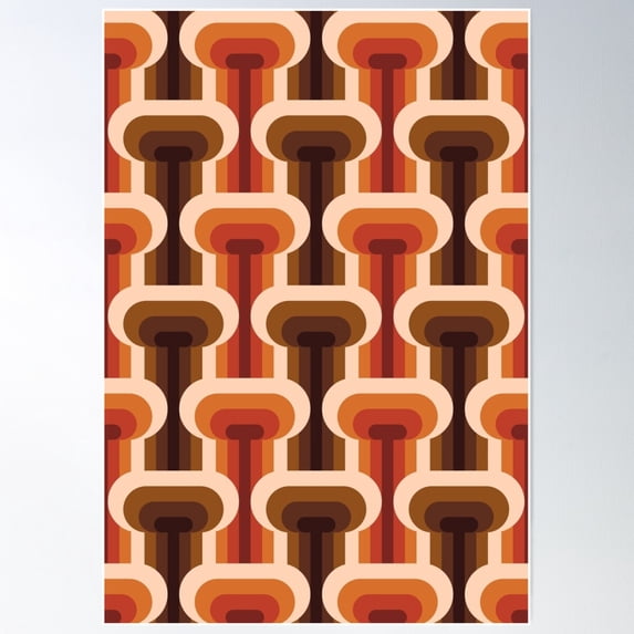 Retro Mid-Century Modern T-Shape Brown Pattern Poster Wall Art, Modern Wall Decor For Living Room Bedroom, 8x12 UNFRAMED