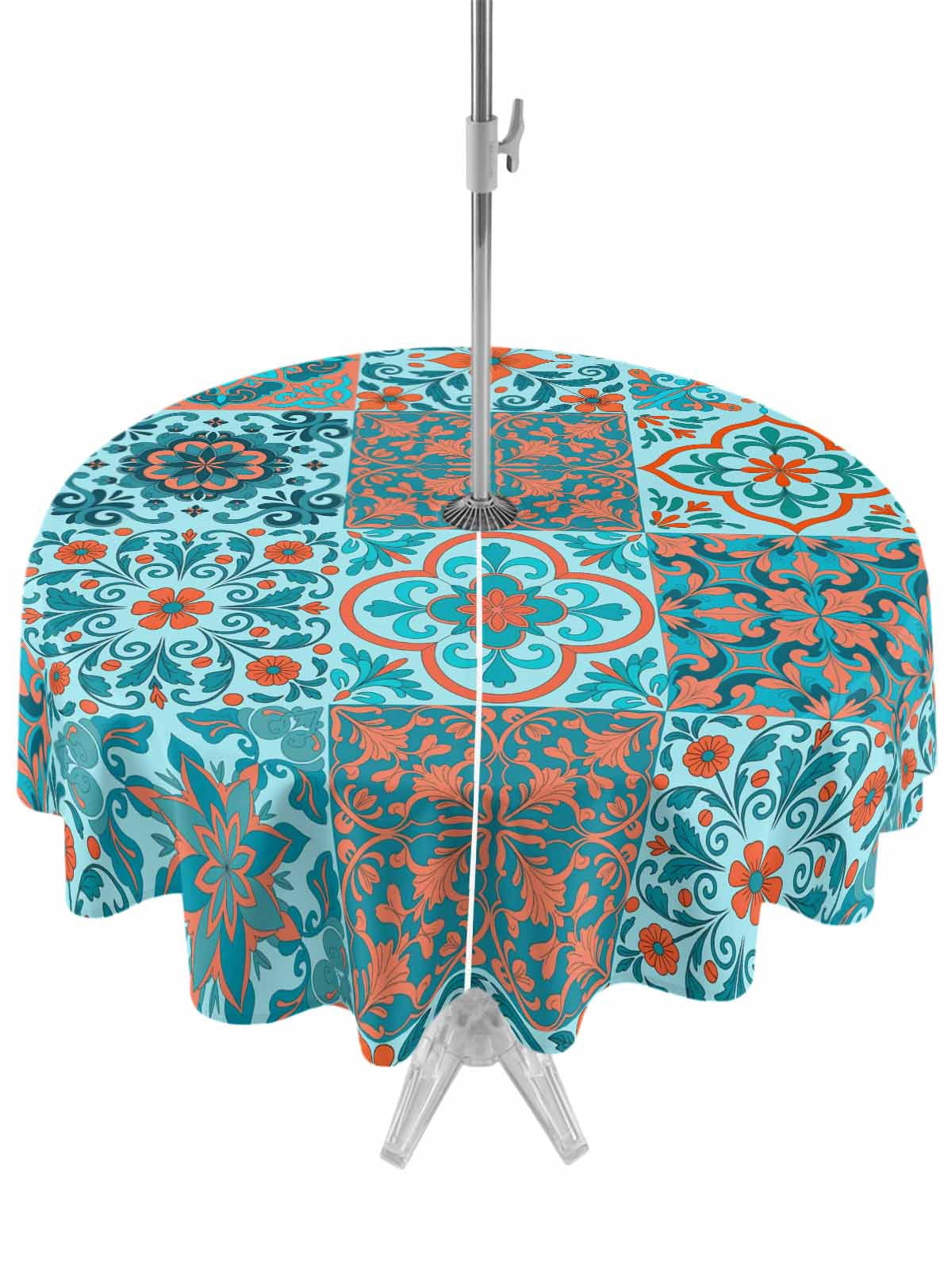 Retro Middle Century Outdoor Tablecloth - 54 Inch Round Dining Table ...