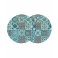 thumbnail image 1 of Retro Middle Century Round 13 Inch Placemats Set of 2, Rustic Bohemia Style Aztec Blue HeatResistant Non Slip Place Mats for Dining Table, Wipeable Braided Kitchen Table Mats for Housewarming, 1 of 9
