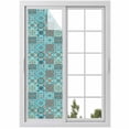 thumbnail image 1 of Retro Middle Century Window Privacy Film, Rustic Bohemia Style Aztec Blue Static Cling UV Sun Blocking Heat Control Window Tint Day and Night, Non-Adhesive One Way Windows Privacy Cover 17.7''x78.7'', 1 of 7