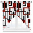 thumbnail image 1 of Retro Middle Swag Valances for Windows 2 Pack Ages Abstract Geometric Red Black Square Swag Kitchen Curtains 63 Inches Long Rod Pocket Short Window Treatment for Kitchen Bathroom 36"x63", 1 of 8