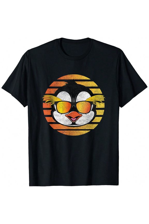 Retro Midnight Sun and Penguin Antarctica T-Shirt.JPG