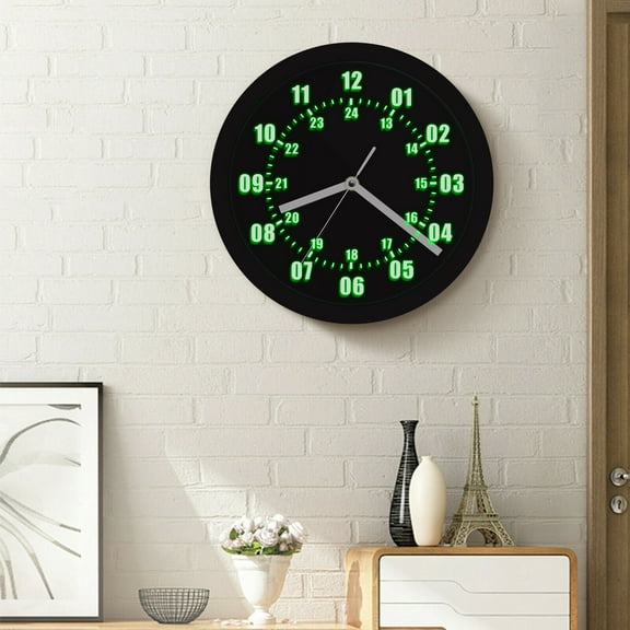 Retro Military Pattern Wall Clock W/ LED 12/24 Hour Display 7 Colors Backlight