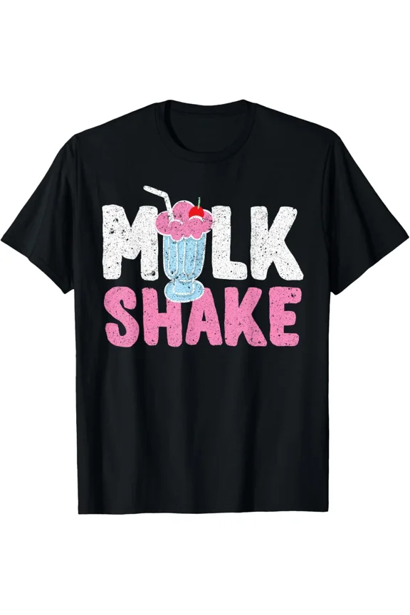 Retro Milk Shake Old School Funny Cute Food Drink Aesthetic Design Unisex T-Shirt, S-5XL