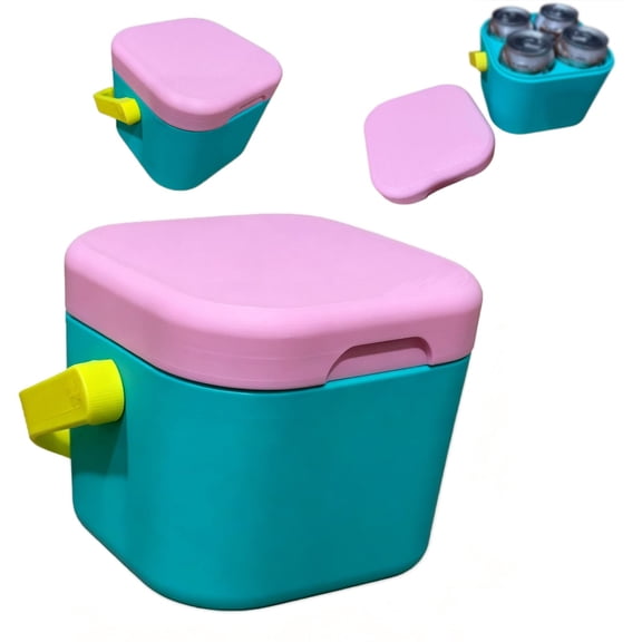 Retro Mini Cooler for 4 Cans | 3D-Printed Limited Edition, Vintage Style Beverage Carrier, Insulated Drink Carrier Bag with Handle for Beach Boat Tailgate BBQ Pool Party