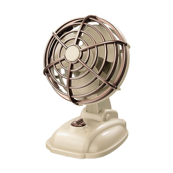 Retro Mini Desktop Fan 400mAh USB Rechargeable Desk Outdoor Portable Fan,White