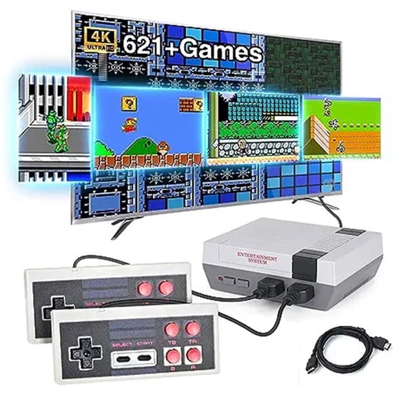 Retro Mini Entertainment Set Loaded with 621 Classic Leisure Works Equipped Two Controllers,Premium Birthday Present for Throwback Fun