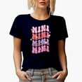 thumbnail image 1 of Retro Mini Groovy & Wavy Text Art, Mother's Day Mother-To-Daughter Gift, Navy Blue T-Shirt, Small, 1 of 5