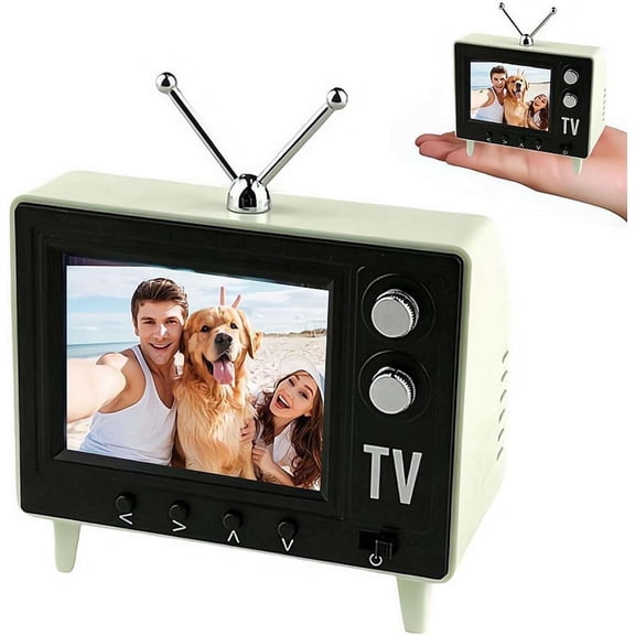 Retro Mini TV 2.4 Inch IPS Display 8GB Memory with Headphone USB Playback for Dollhouse Scene