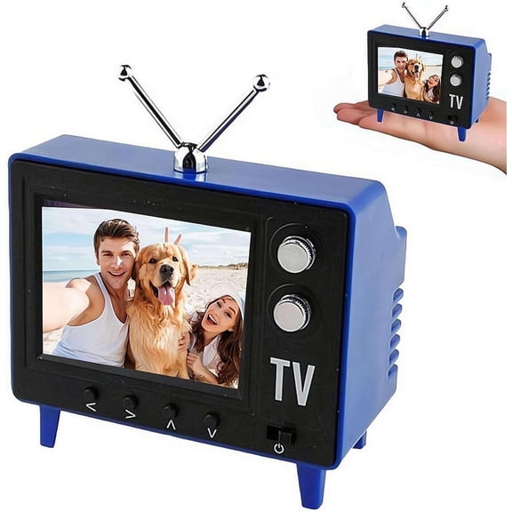 Retro Mini TV 2.4 Inch IPS Display 8GB Memory with Headphone USB Playback for Dollhouse Scene