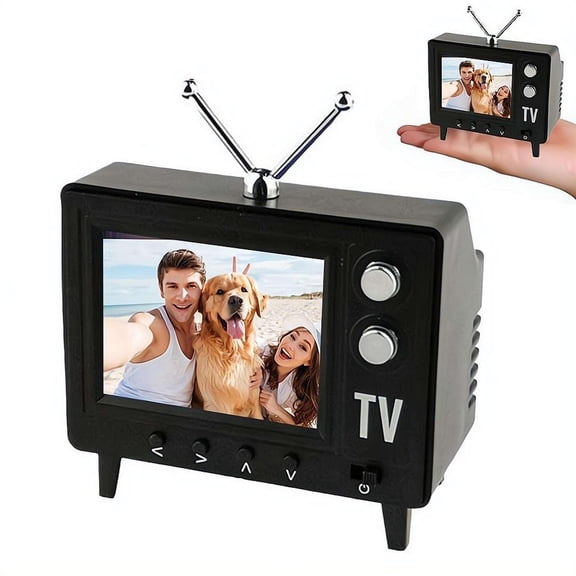 Retro Mini Work TV Toy,1:12 Scale Mini Work TV 8GB Memory Tiny Dollhouse Television Supports USB Playback and Headphone Jack, for DIY Scenes and Unique Collectible Gift