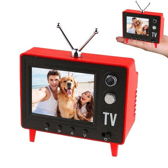 Retro Mini Work TV Toy,112 Scale Mini Work TV 8GB Memory Tiny Television Jack USB and Playback Supports Headphone