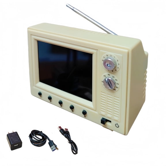 Retro Mini Work TV Toy Tiny Fake Dollhouse TV with 720P Display, 8GB Memory, Supports Headphones & USB Playback Perfect for Dollhouse Scenes & Collectible Decor