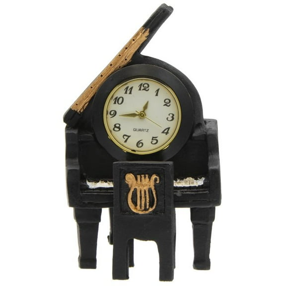 Retro Miniature 2-1/2" Resin Grand Piano with Quartz Clock
