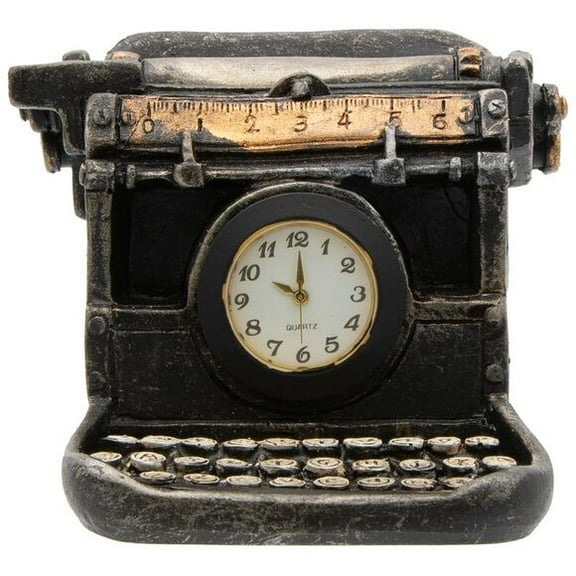 Retro Miniature 2" Resin Vintage Typewriter Figurine with Quartz Clock