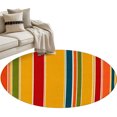 thumbnail image 1 of Retro Minimalist Striped Round Rug 4ft Washable Circle Entryway Rugs Non Slip Classic Lines Geometric Pattern Area Rug Indoor Floor Carpet for Bedroom Kitchen Living Room Home Office Dining Room, 1 of 9