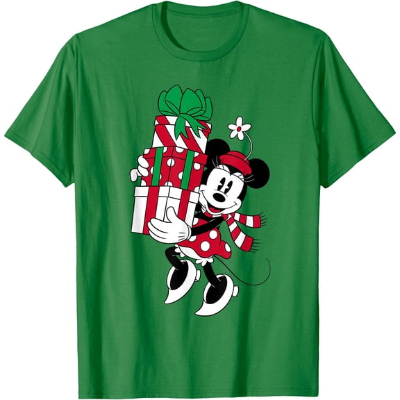 Retro Minnie Mouse Holiday Christmas Gifts DTG Print Unisex T-Shirt,Irish Green Color,Size YXS