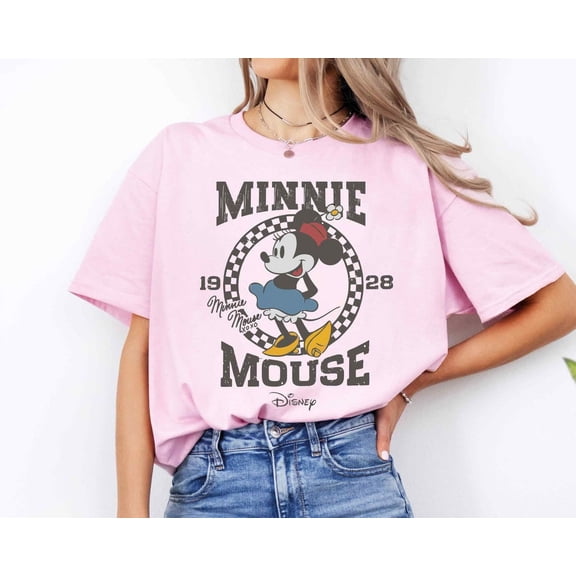 Retro Minnie Mouse T-Shirt, Disney Vacation, Disneyland Minnie, Magic Kingdom Shirt, Classic Minnie Tee,Light Pink color,size M