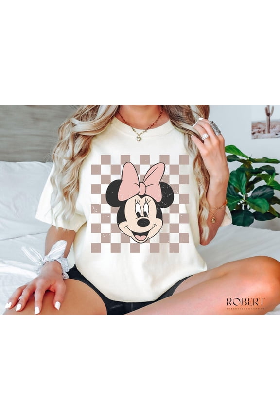Retro Minnie Mouse T-Shirt , Disney Vacation Shirt, Disneyland Minnie , Magic Kingdom Tee,Ivory Color,Size L