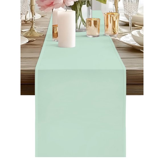 Retro Mint Solid Color Table Runners 90 Inches Long Boho Classic Pure Background Kitchen Dining Table Runner Dresser Scarves for Party Coffee Holiday Party Decor