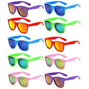 Retro Mirrored Colored Sunglasses Bulk Party Favors Glasses Classic Eyewear 10 Pack