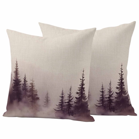Retro Mist Forest Outdoor Waterproof Pillow Covers, Watercolor Country Natural Landscape Decorative Square Throw Pillowcase Sofa Cushion Sham for Patio/Couch/Chair, 20"x20" 2 Pack