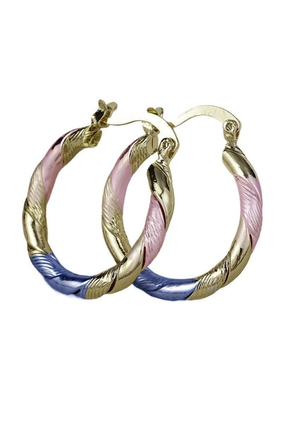 Retro Mixed Tone Hoop Earrings, Color-Block Round Statement Earrings in Gold Rose Gold Silver, Hinged Closure Lightweight Fashion Jewelry Gift, Vintage color-blocking personality earrings(Gold,)